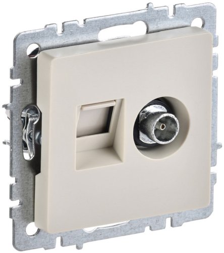 Розетка RJ45+TV Оконечная без рамки IEK Brite РТВ/РК12-БрКр 2-м. бежевый картинка